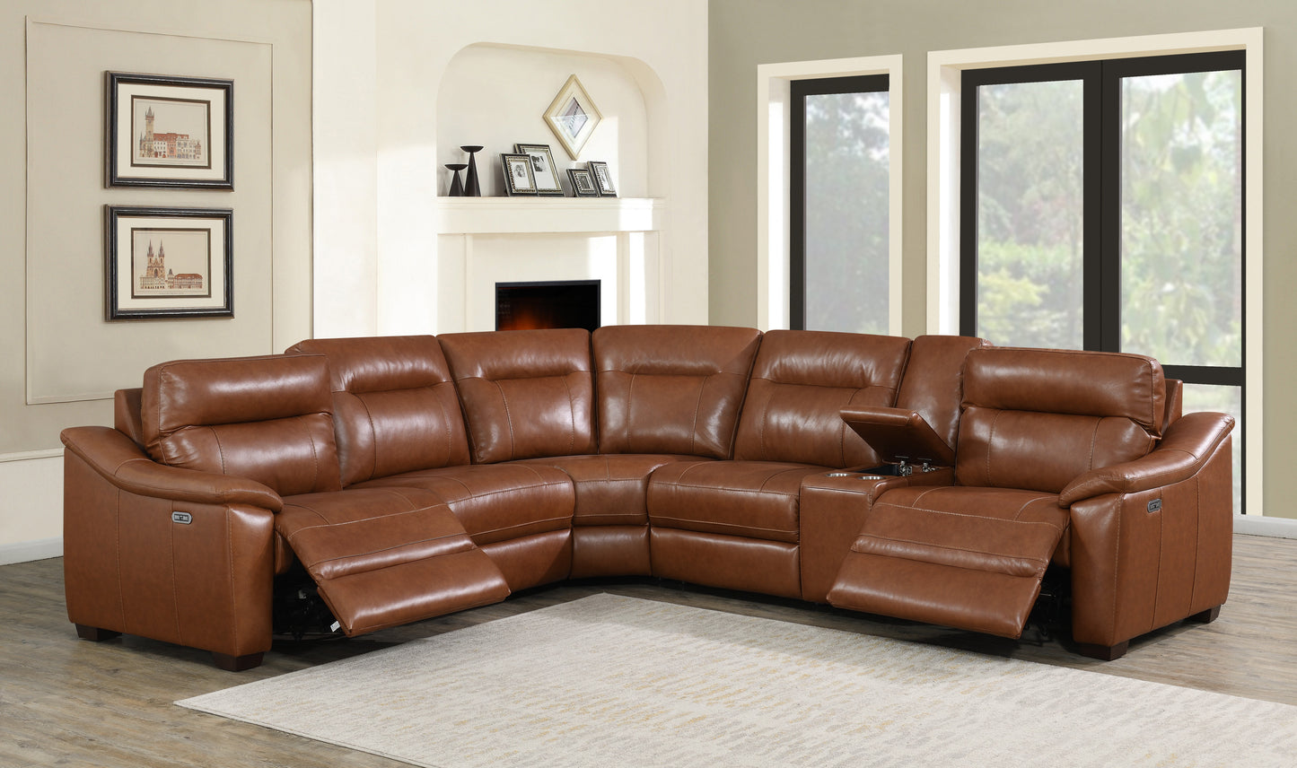 Steve Silver Whiskey Coach Top-Grain Leather Power Reclining Sectional