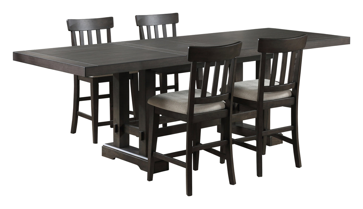 Napa - 5 Piece Dining Set - Dark Brown & White