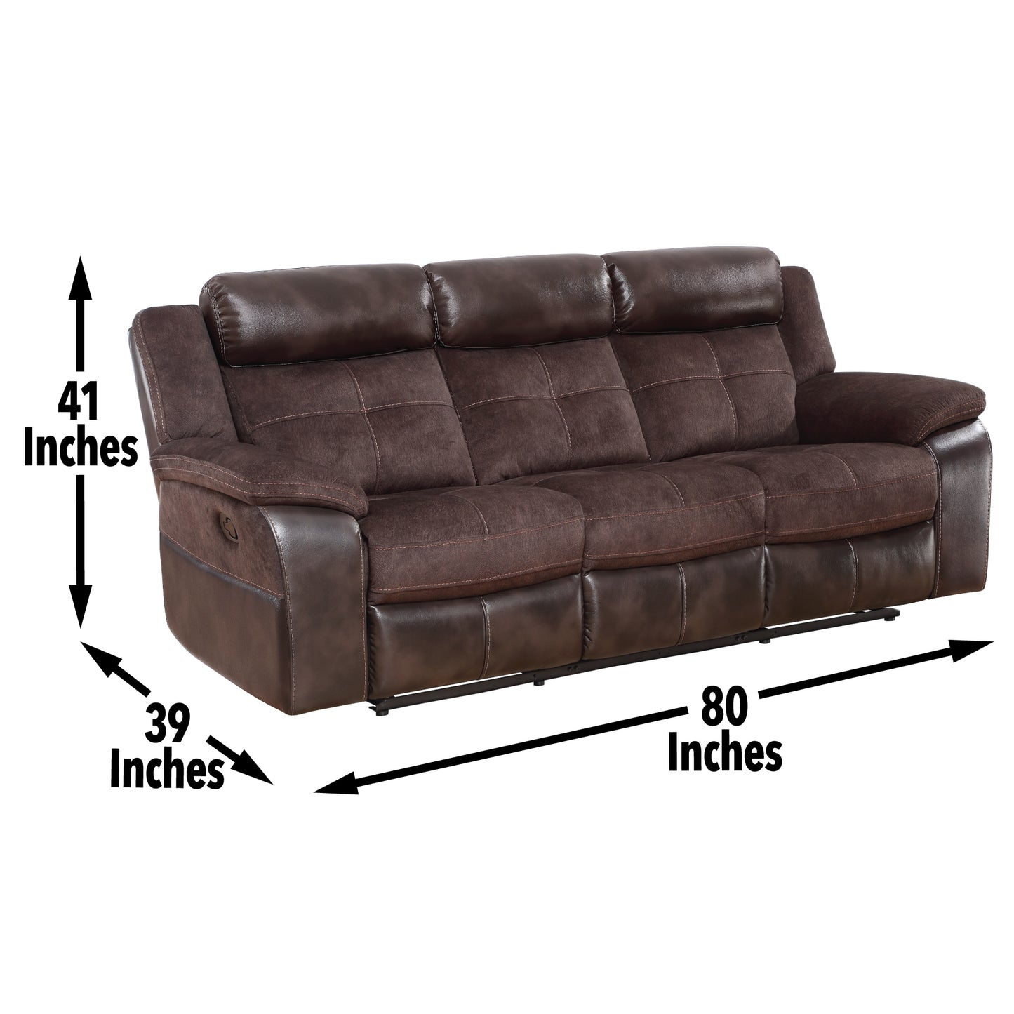 Pueblo - Manual Recliner Sofa - Dark Brown