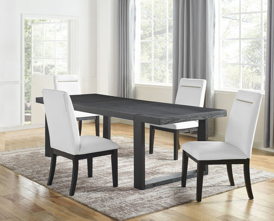 Yves - 5 Piece Dining Set - White & Dark Brown