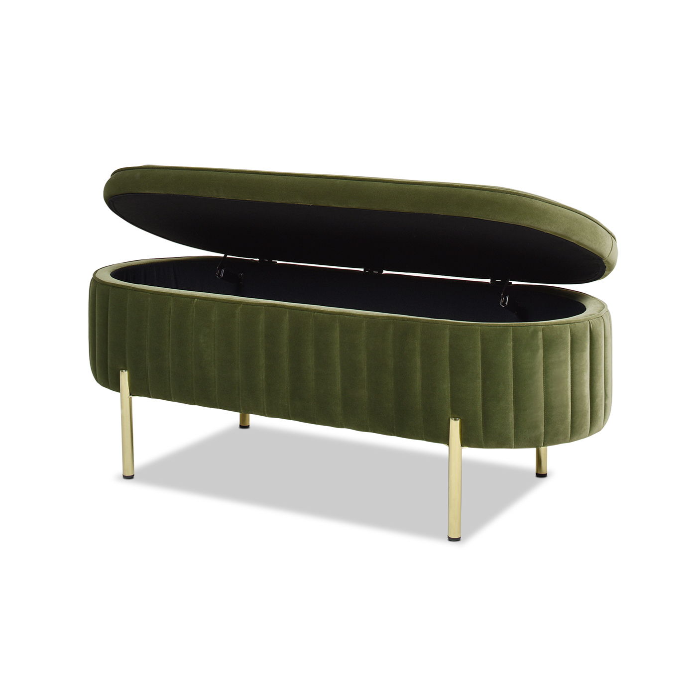 Chloe - Modern Glam Storage Bench - Olive Green