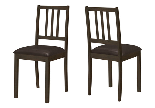 Dining Chair, Side, Upholstered For Dining Room, Transitional (Set of 2) - Brown