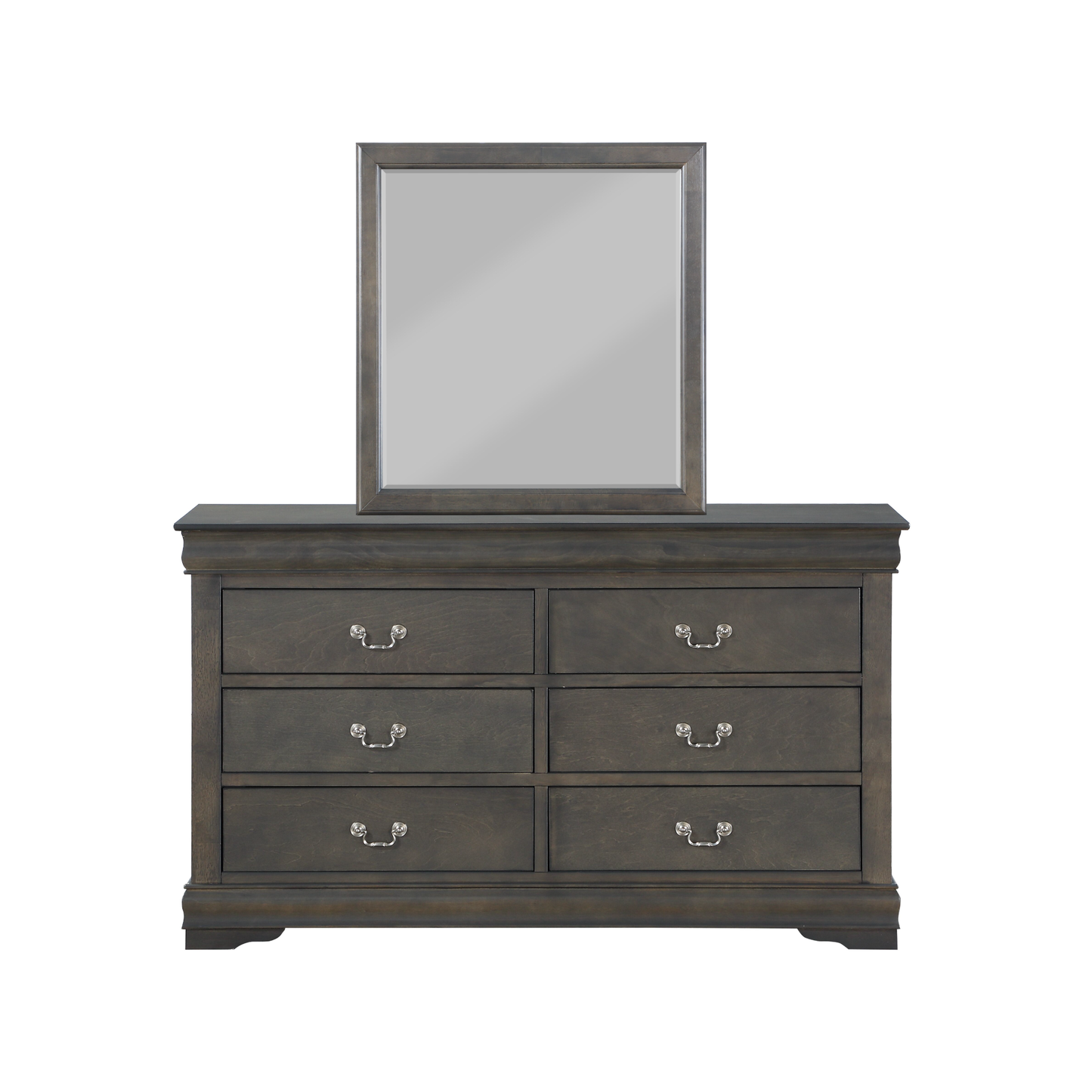 Louis Philippe Dark Gray Finish 5PCS Bedroom Set (E. King)