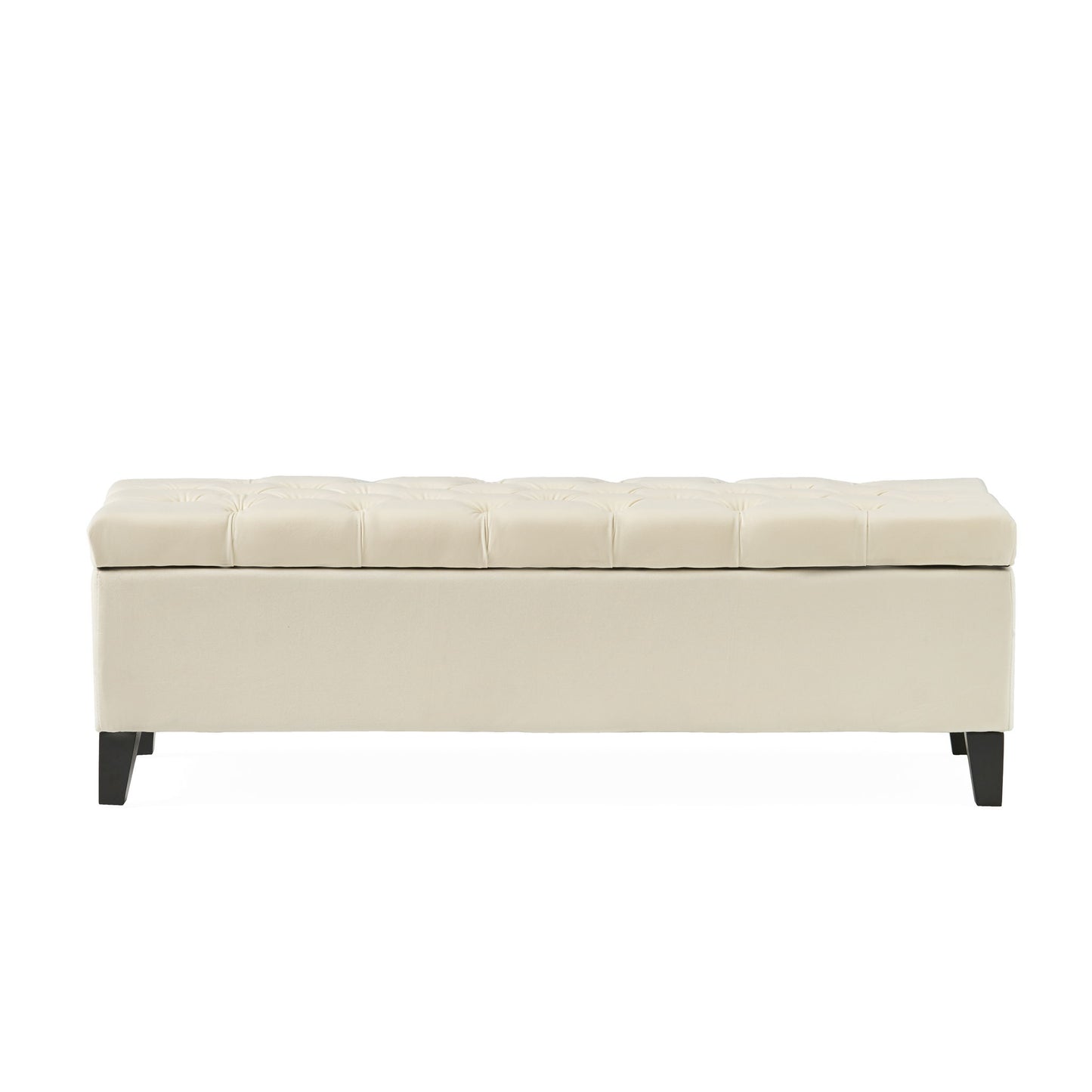 Button Tufted Diamond Stitch Storage Ottoman - Beige