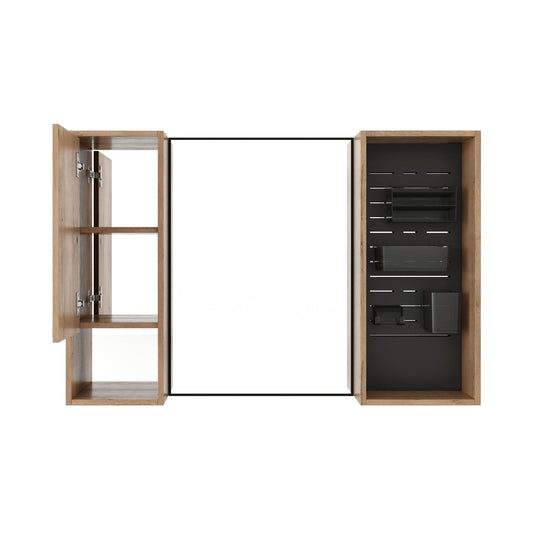 41.6" Wall Mounted Bathroom Cabinet With Soft Close Door, Storage Cabinet Featuring - Imitative Oak