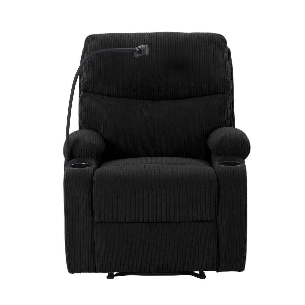 Adjustable Manual Recliner, Ergonomic Lounge Chair With Phone Holder And 2 Cup Holders