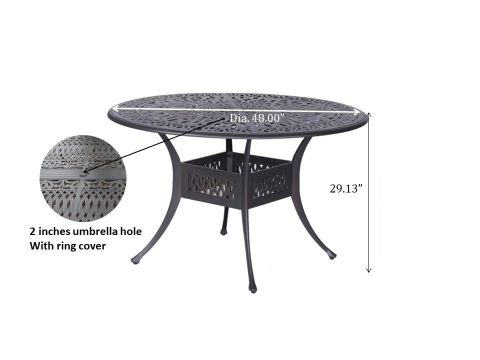 Outdoor Patio Aluminum 48" Round Dining Table - Dessert Night