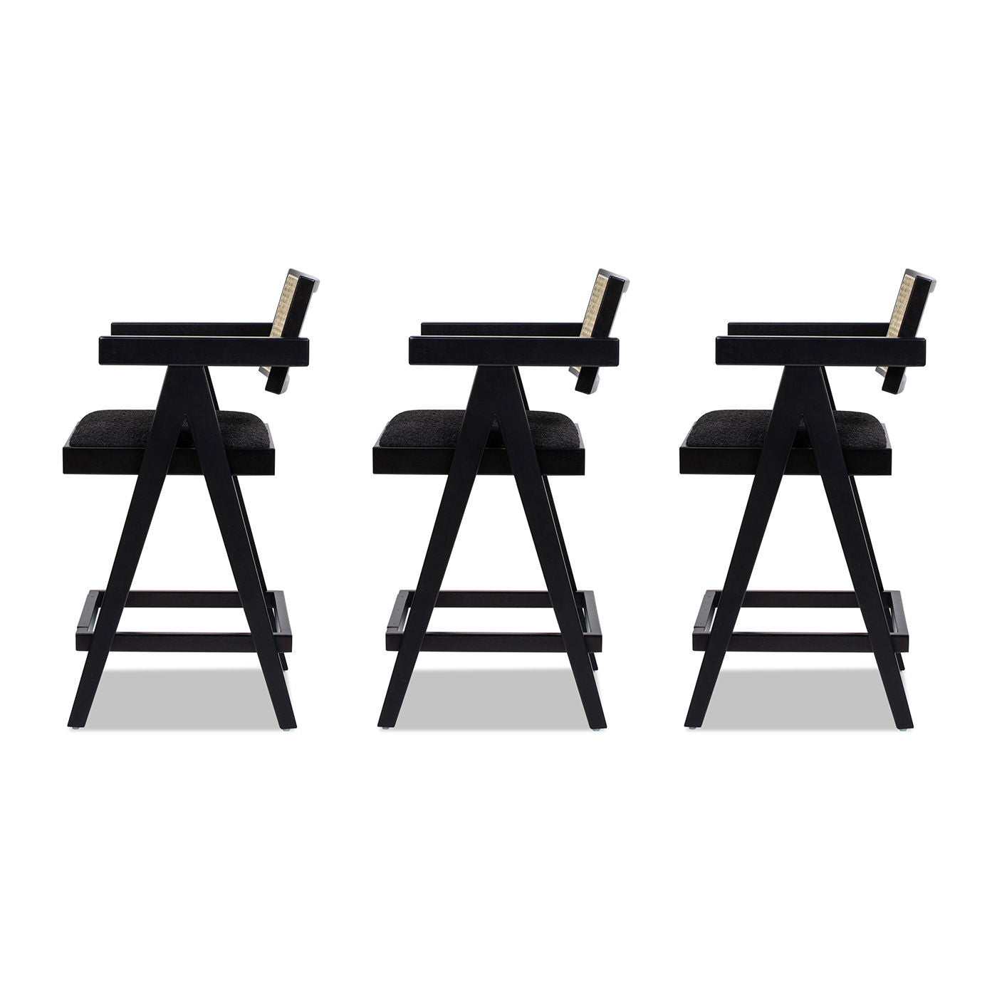 Milan - Modern Webbing Back Stool With Arms (Set of 3)