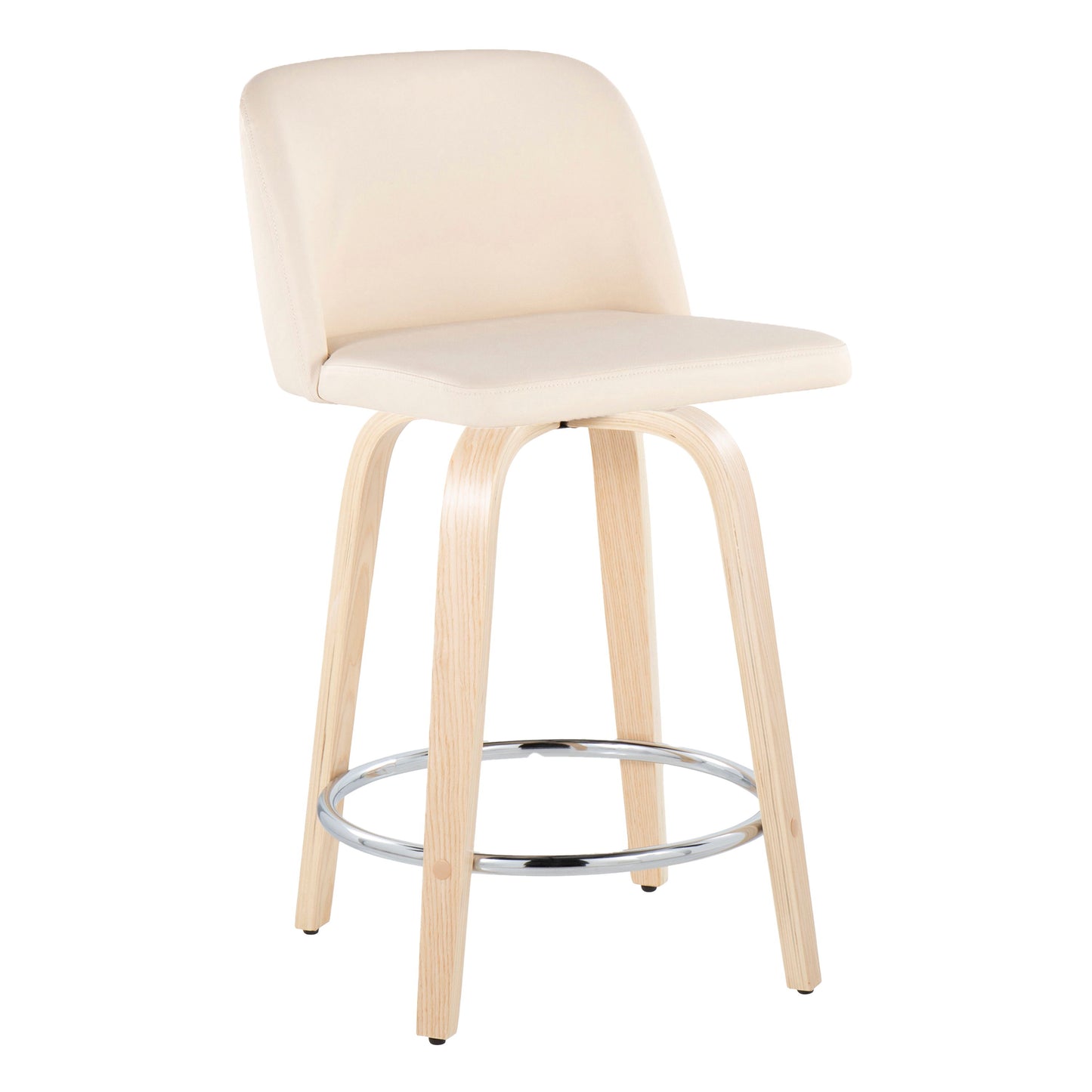 Toriano - Contemporary Fixed Height Counter Stool & Swivel And Round Footrest (Set of 2)