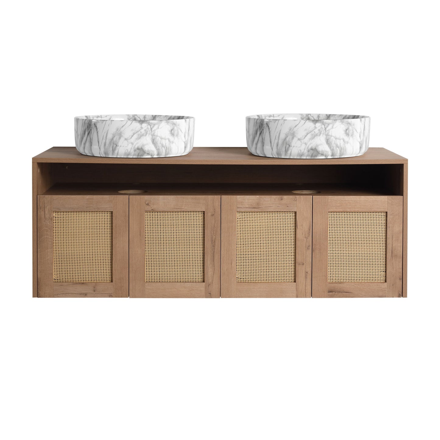Bathroom Vanity With Art Sink, 2 Soft Close Doors, Float Mounting Design