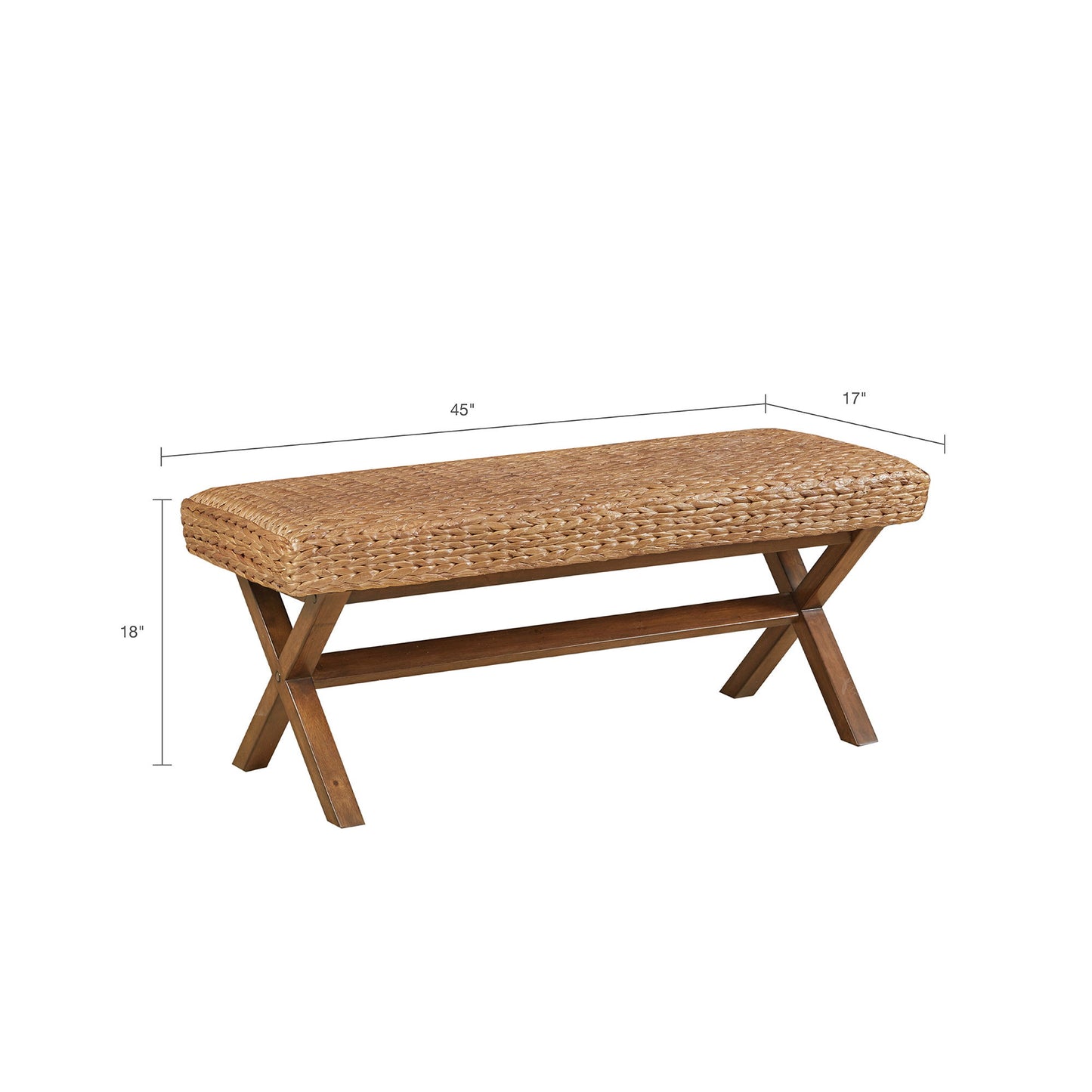 The Bench With Water Hyacinth Seat And Mahogany Base - Chestnut