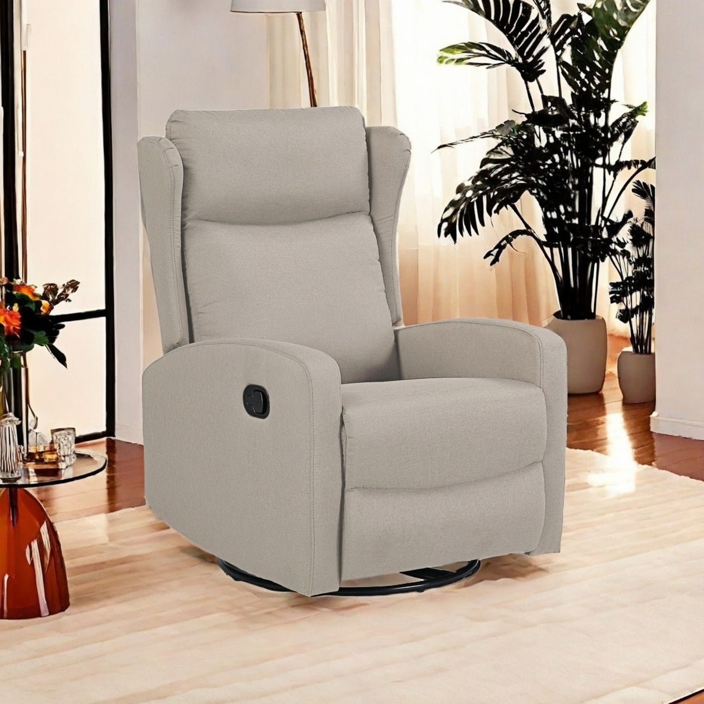 Rocking Swivel Recliner Chair For Living Room, 360 Degree Swivel, Adjustable Modern Reclining Chair, Classic And Traditional Recliner Sofa With Lumbar Support - Ligth Gray