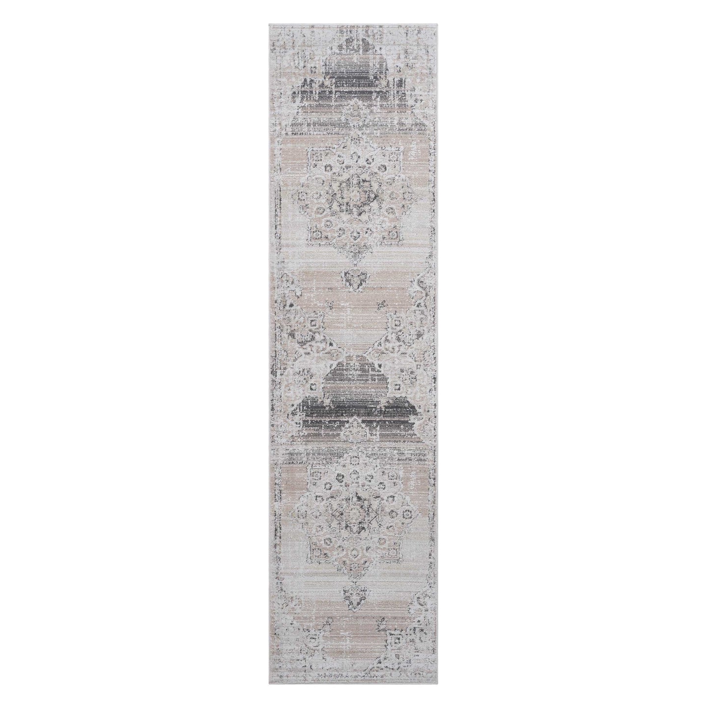 Payas - 2' x 8' Medallion Non-Shedding Stylish And Stain Resistant Area Rug - Cream / Beige