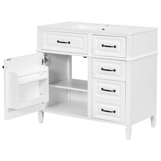 Modern Bathroom Vanity With Sink Top, Flip Drawer Design