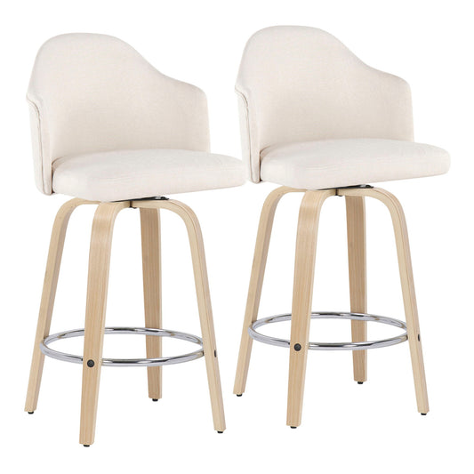 Ahoy - Mid Century Modern Fixed Height Counter Stool With Round Footrest (Set of 2)