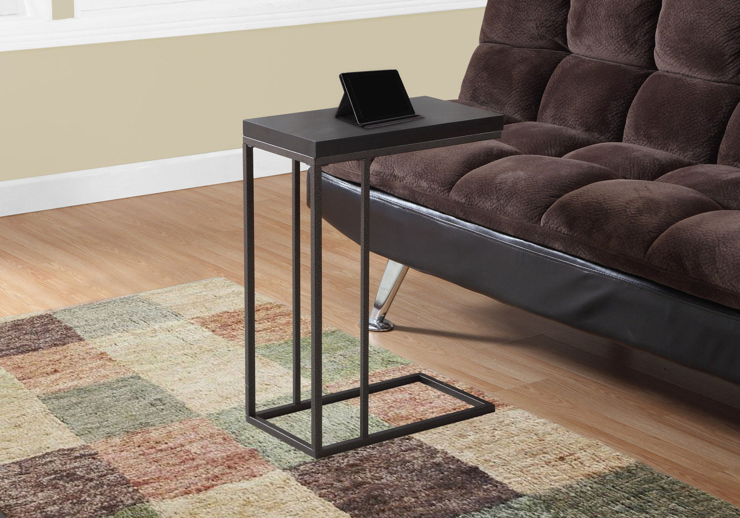 Accent Table, C - Shaped, Tempered Glass, Stylish Design Contemporary & Modern