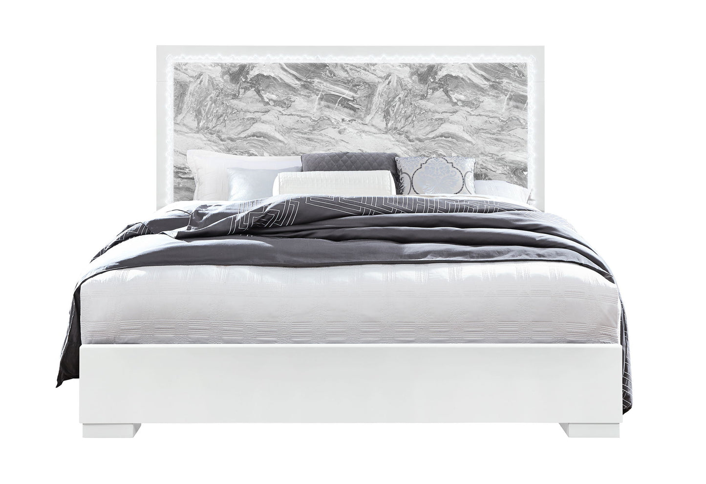 Naomi - King Bed Footboard, Side Rails And Slats - Silver