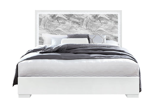 Naomi - King Bed Footboard, Side Rails And Slats - Silver