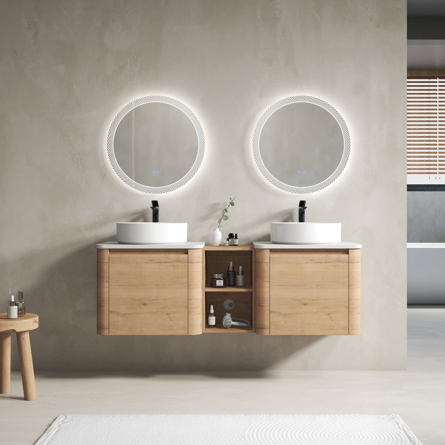 Wall Mounted Bathroom Vanity With Art Sink, 1 Storage Shelf, Soft Close Door