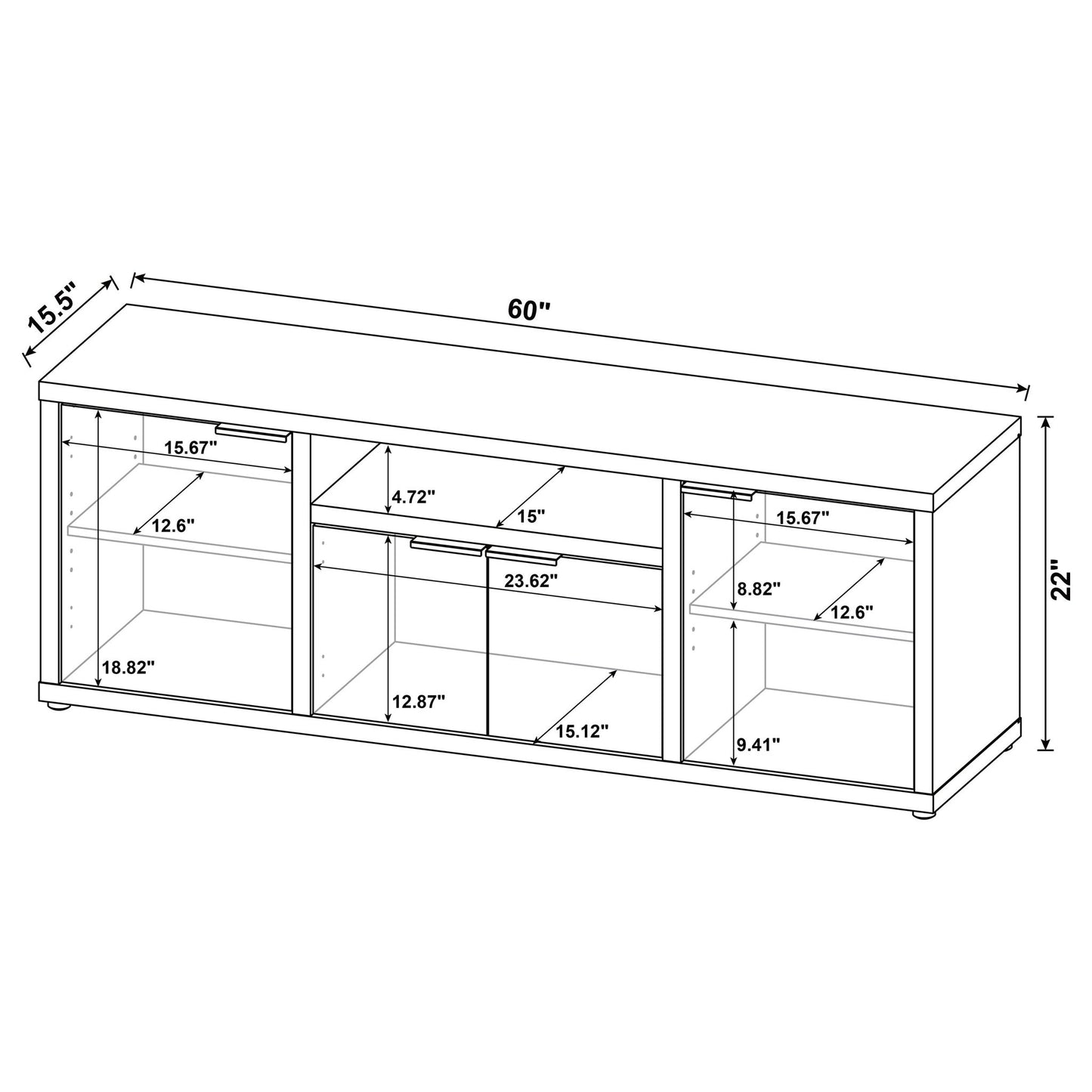 Noriega - 4 Door 60" TV Stand With Hidden Storage - Mango Color