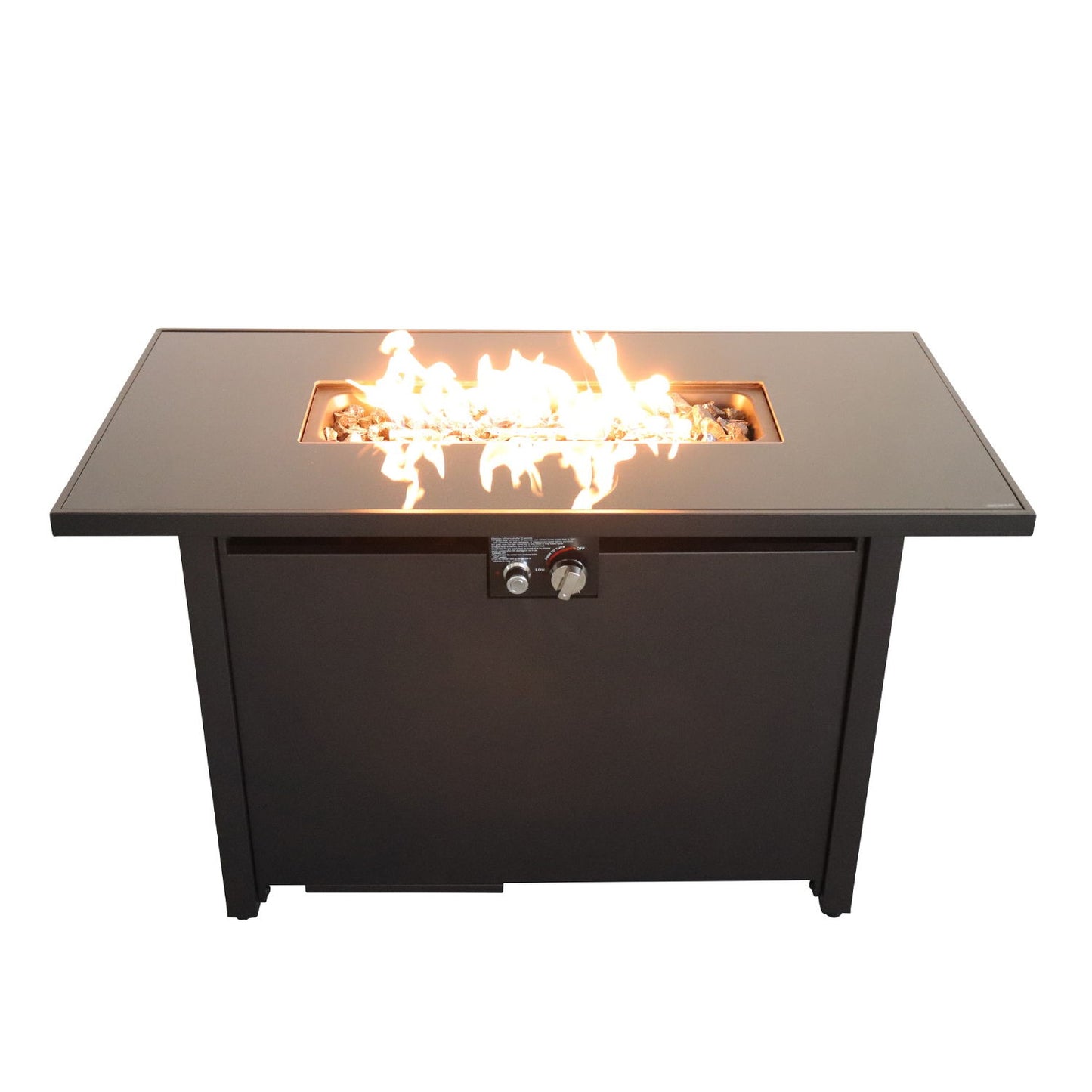 Outdoor Fire Pit Table Durable Construction With Lid - Black