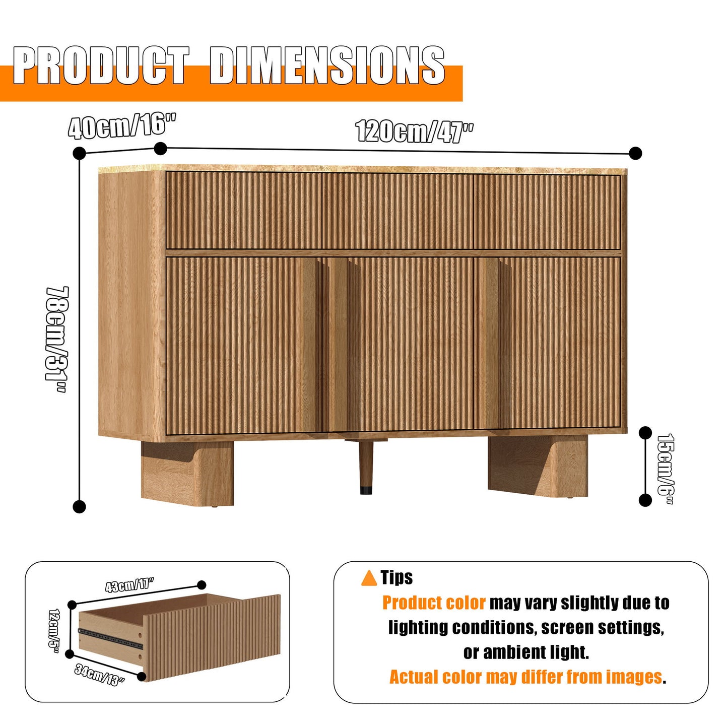 Curved Credenza, Wide Storage Cabinet For Dining Room