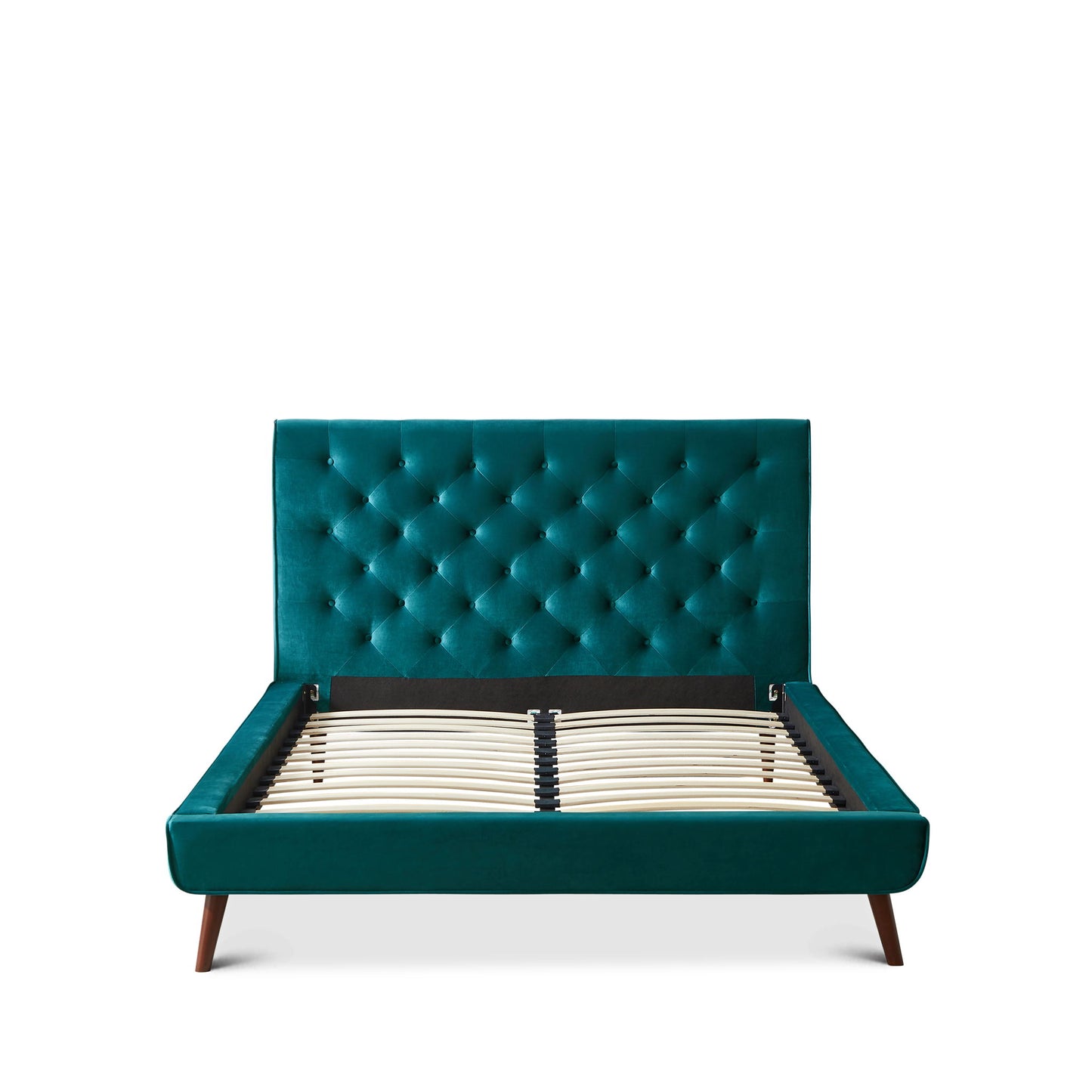 Dillon - Velvet Platform Bed - Blue