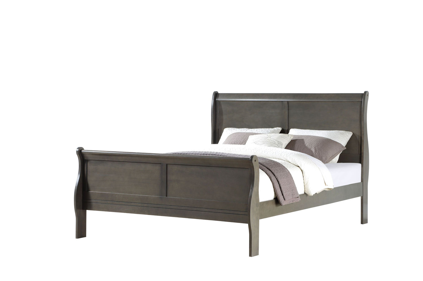 Louis Philippe Dark Gray Finish 5PCS Bedroom Set (E. King)