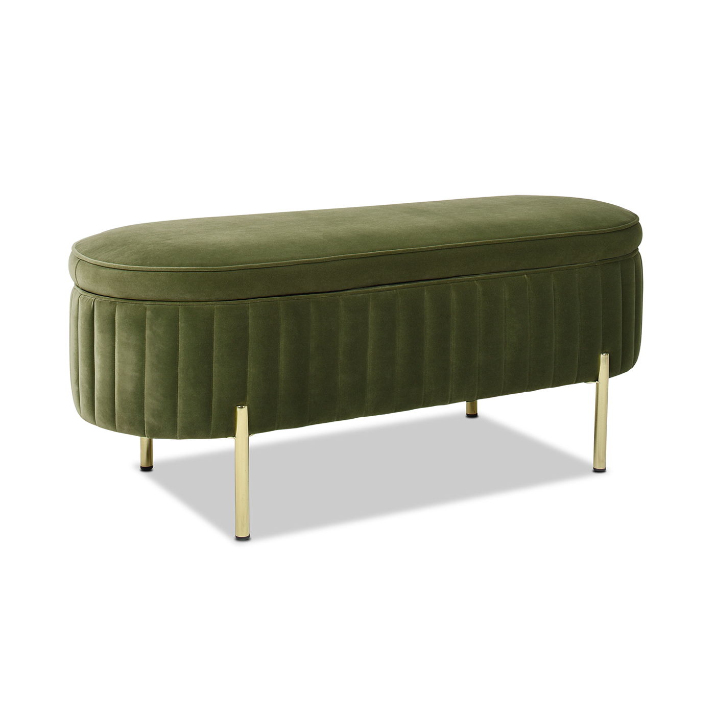 Chloe - Modern Glam Storage Bench - Olive Green