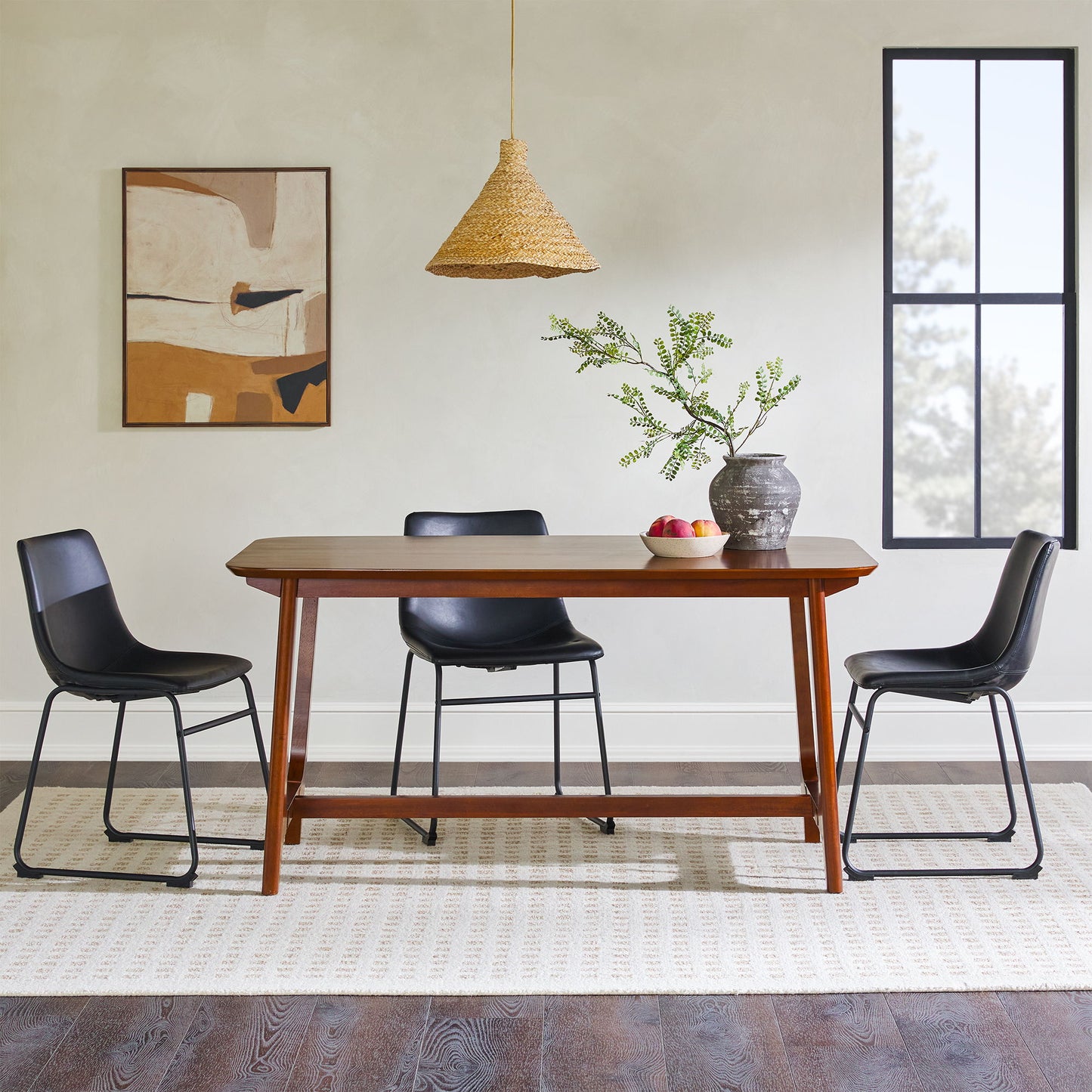 Mid-Century Modern Dining Table With Trestle Base