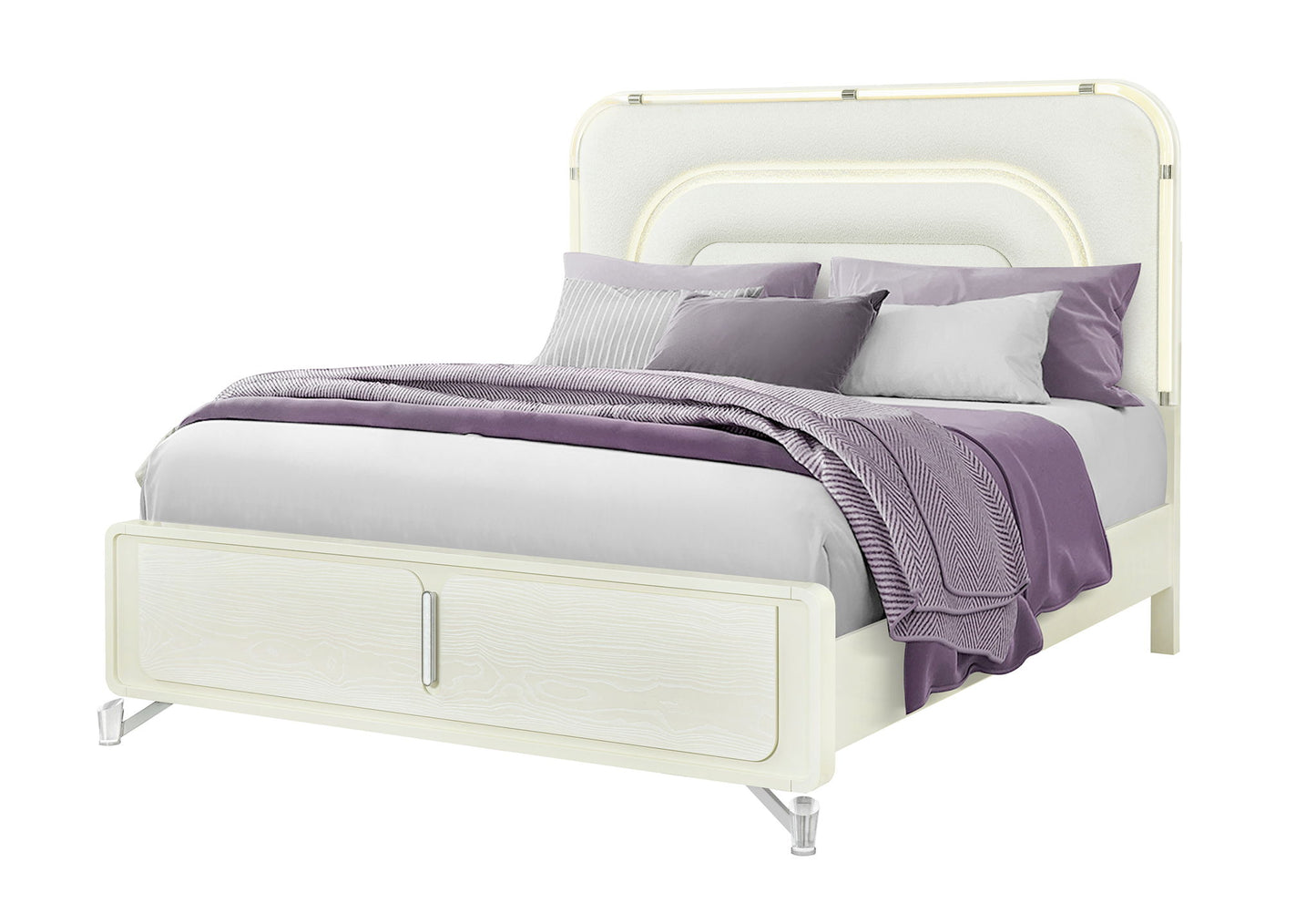 Lyra - King Bed Footboard And Full Slats - Beige