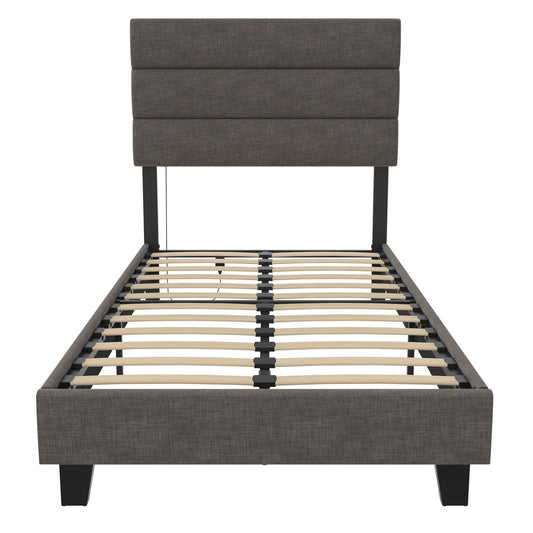 Paloma - Twin Bed With Dual USB Port - Linen