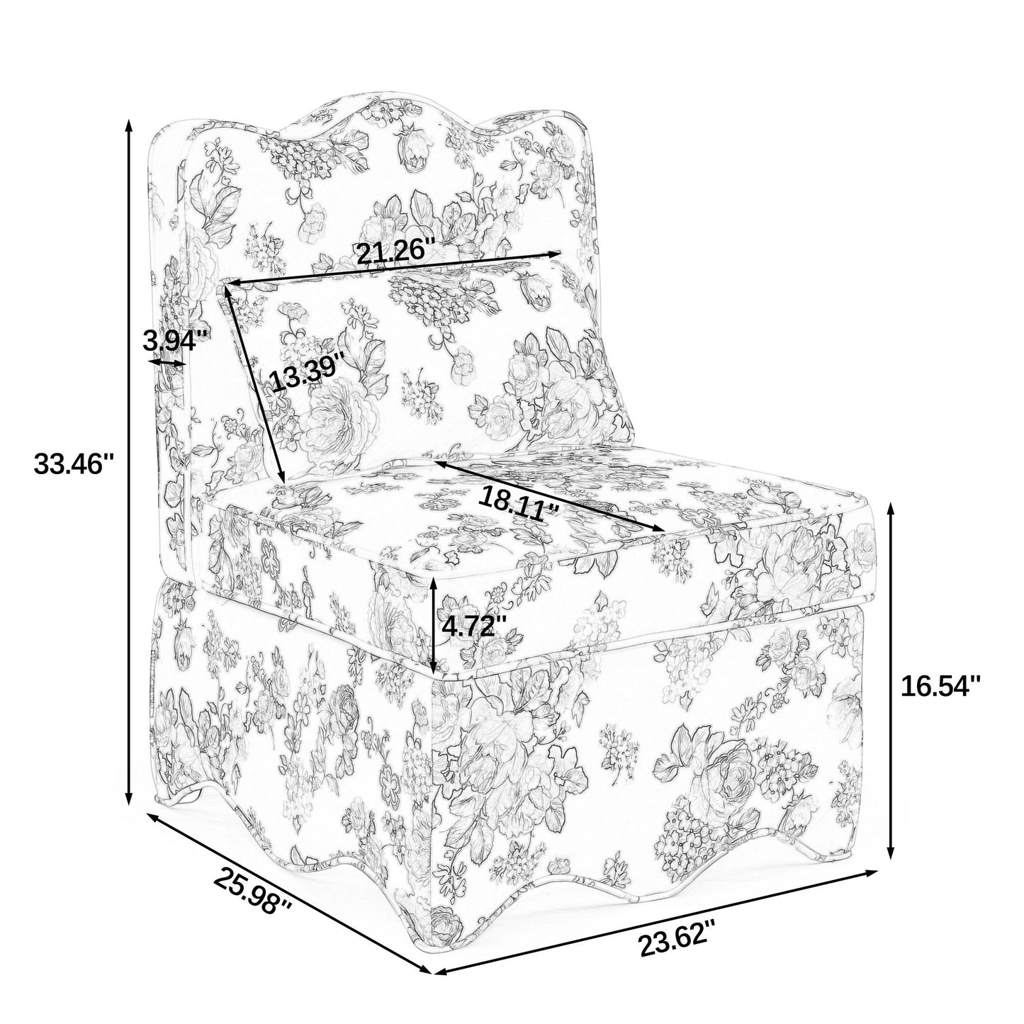 Stylish Flannel Dining Chair With Soft Cushion And Backrest