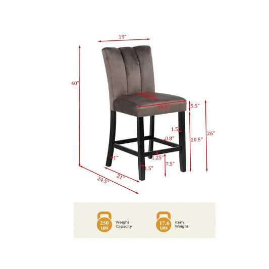 5 Piece Counter Dining Set, Dining Table With Bottom Shelf And 4 Side Chair Set - Black / Brown