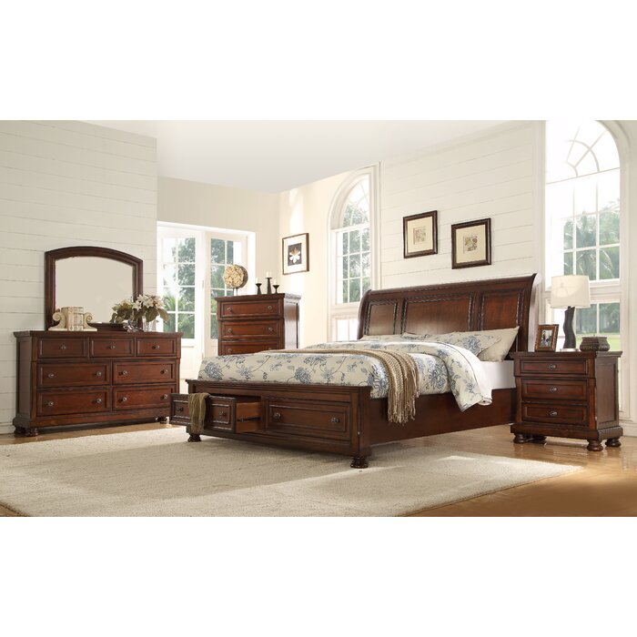 Baltimore King 5 Pc Storage Bedroom Set made with Wood in Dark Walnut