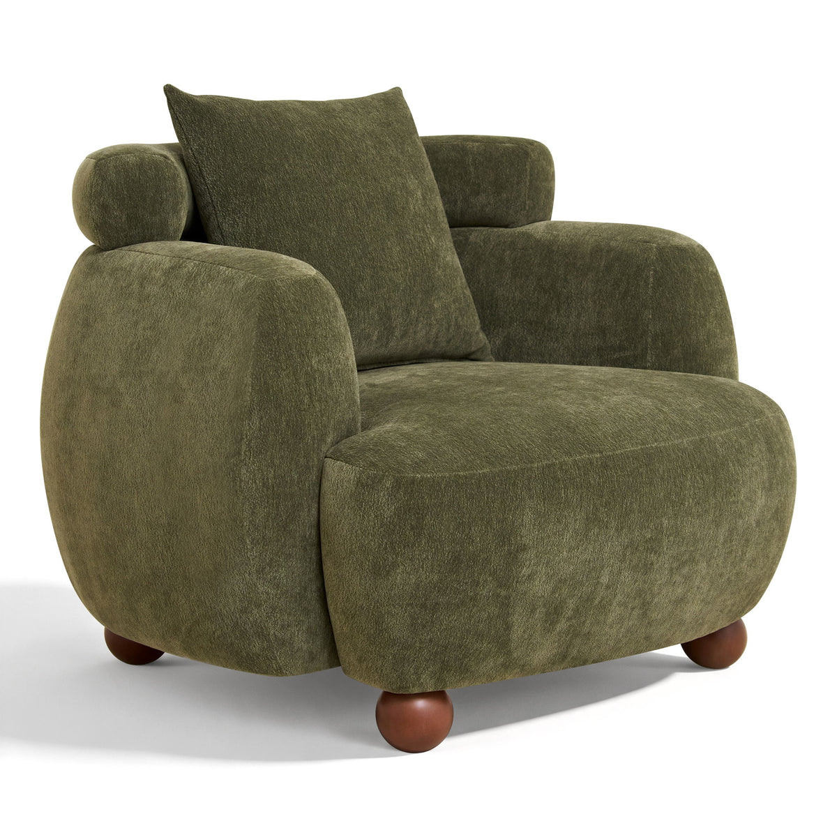 Clubchair, Bucket Chair, Decorative Sofa With Pillow, For Living Roon - Olive Green