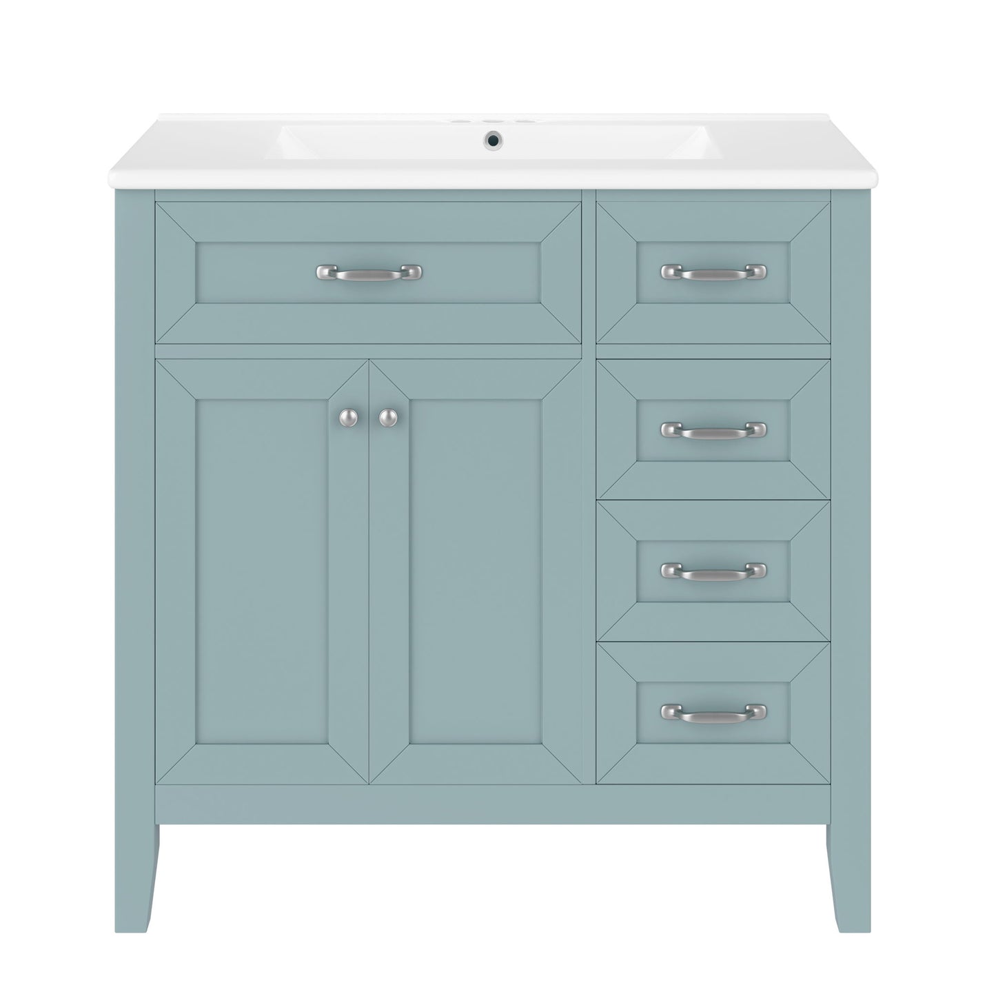 Modern Bathroom Vanity With Sink, Freestanding Design With Drawers And Doors