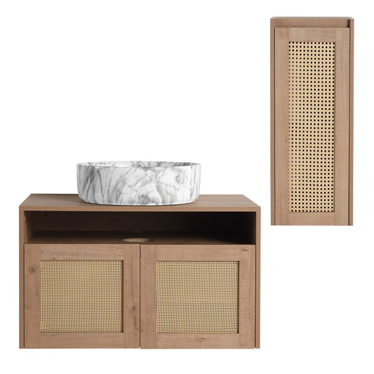 Bathroom Vanity & Art Sink And Side Cabinet, Float Mounting Design
