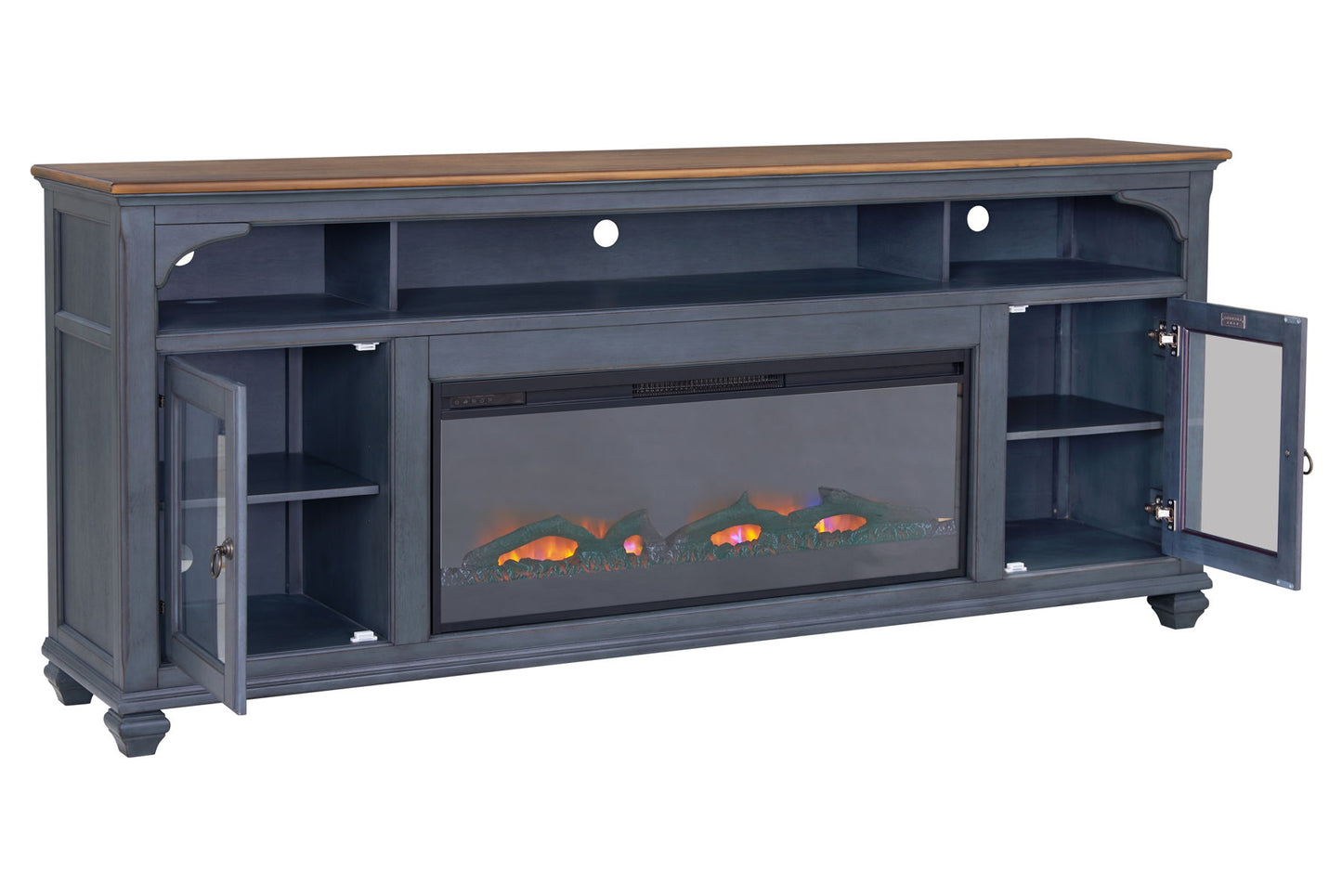 Americana - 86 In Fireplace TV Stand For TVs Up To 95" - Blue