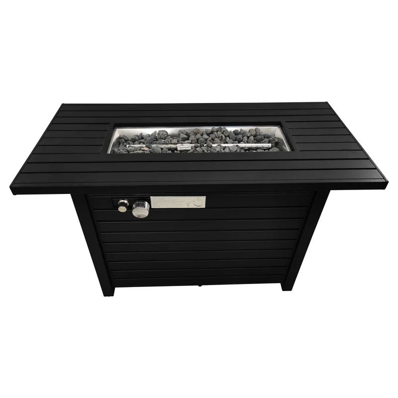 Outdoor Fire Pit Table With Lid Durable Construction - Black