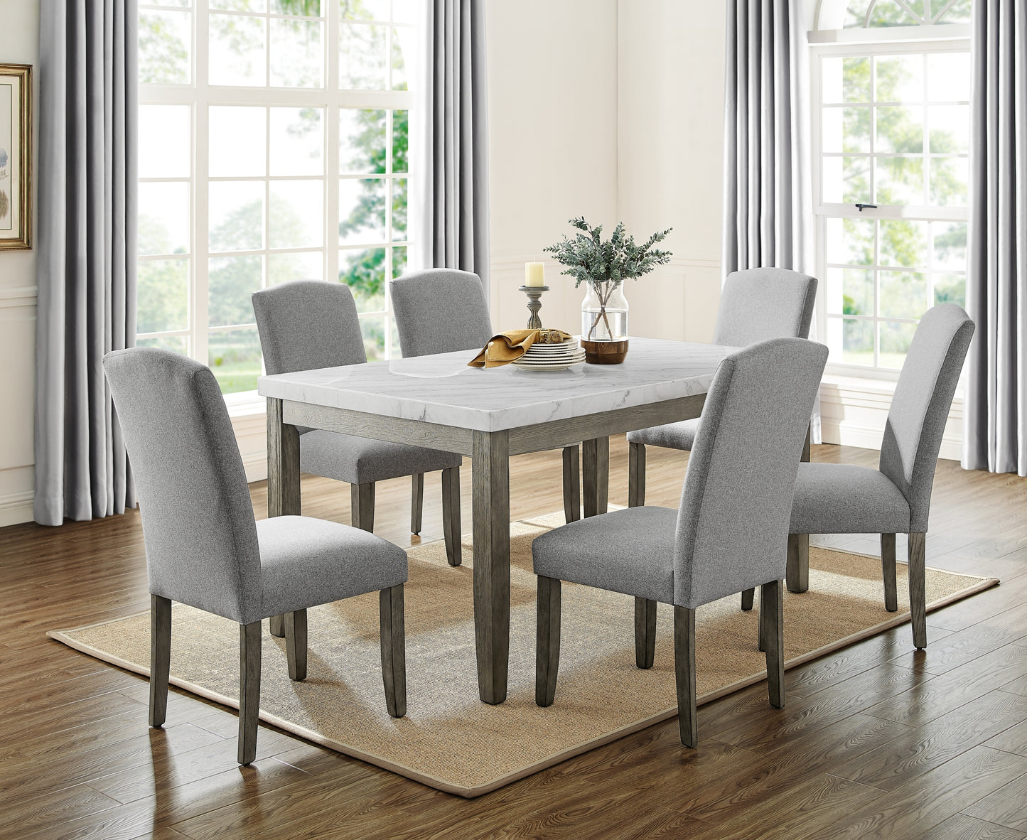 Emily - 7 Piece Dining Set - Dark Gray