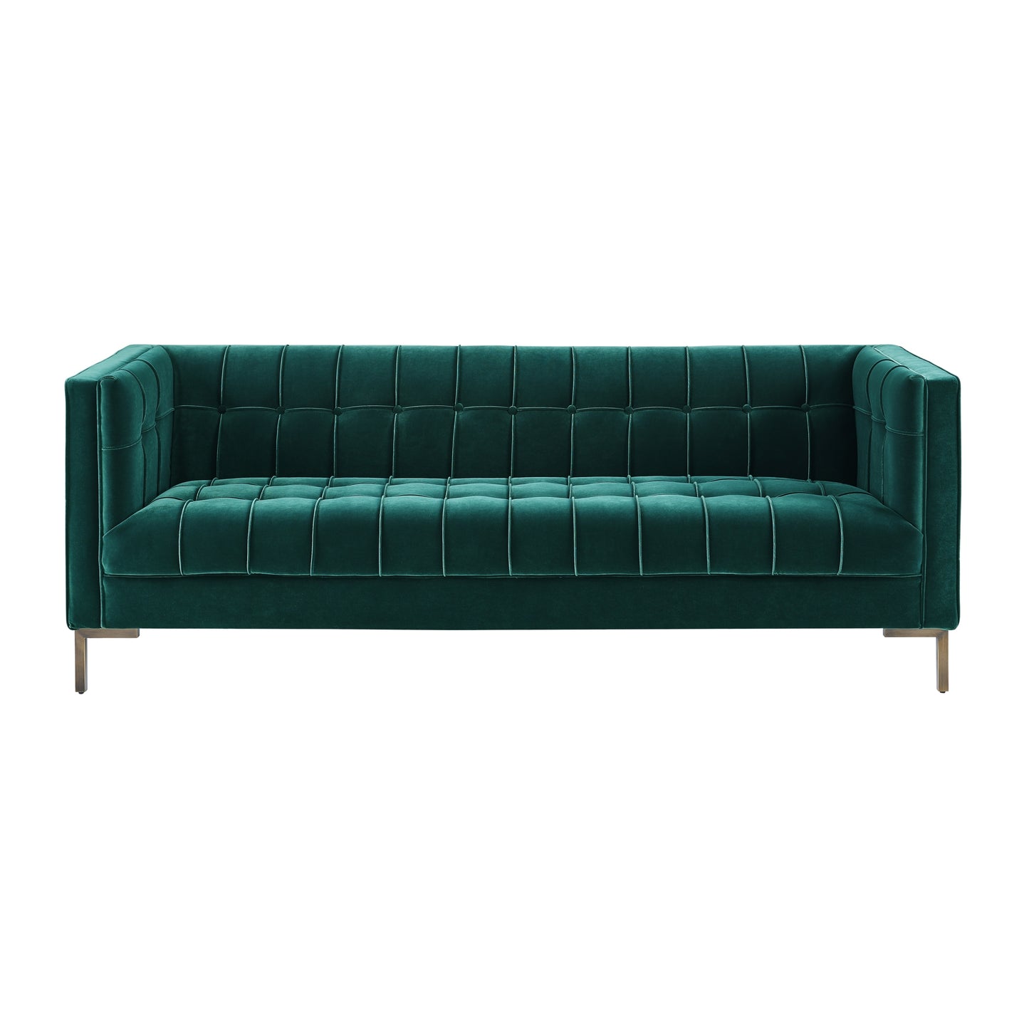 Isaac - Channel Stitch Velvet Sofa - Green