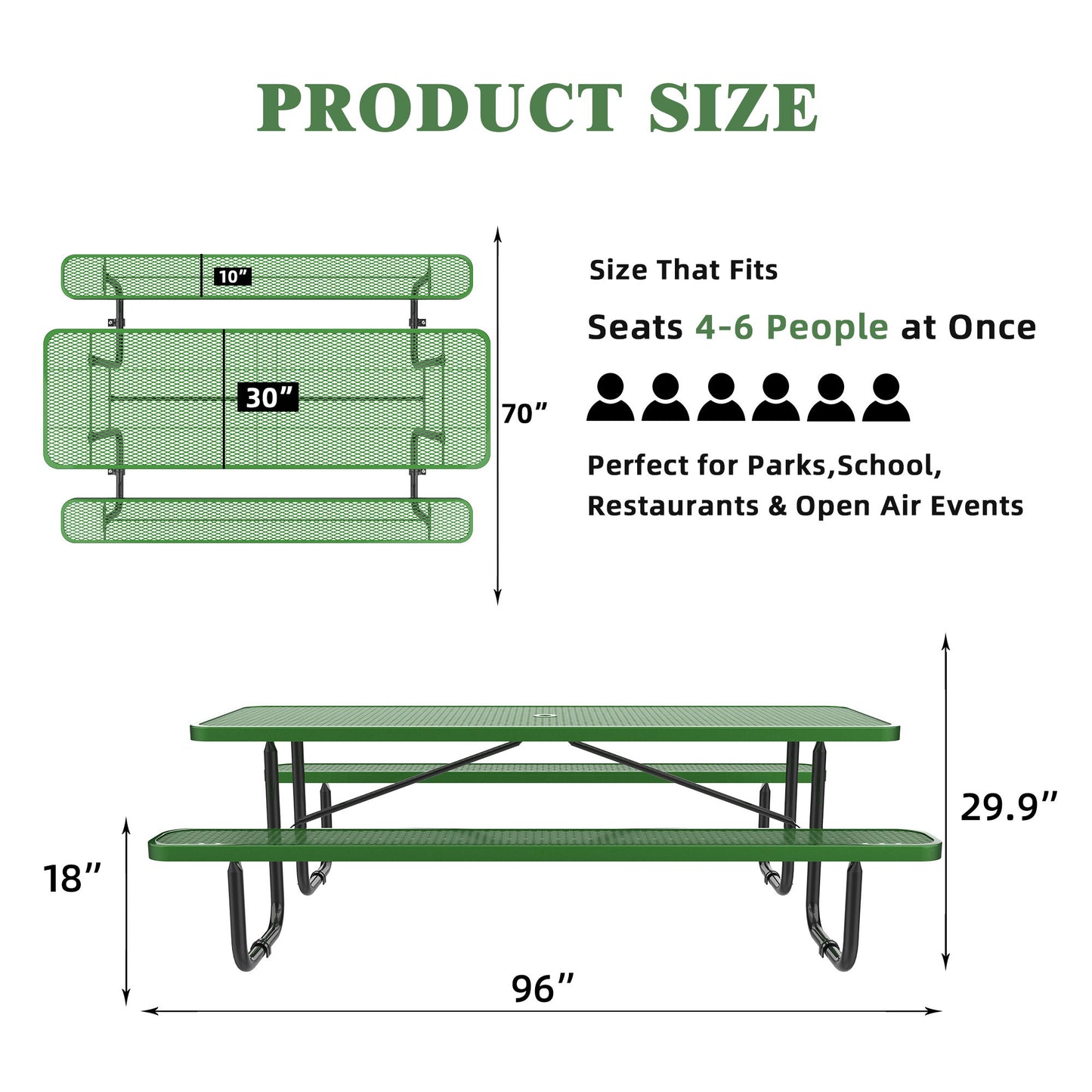 Expanded Metal Rectangular Picnic Table