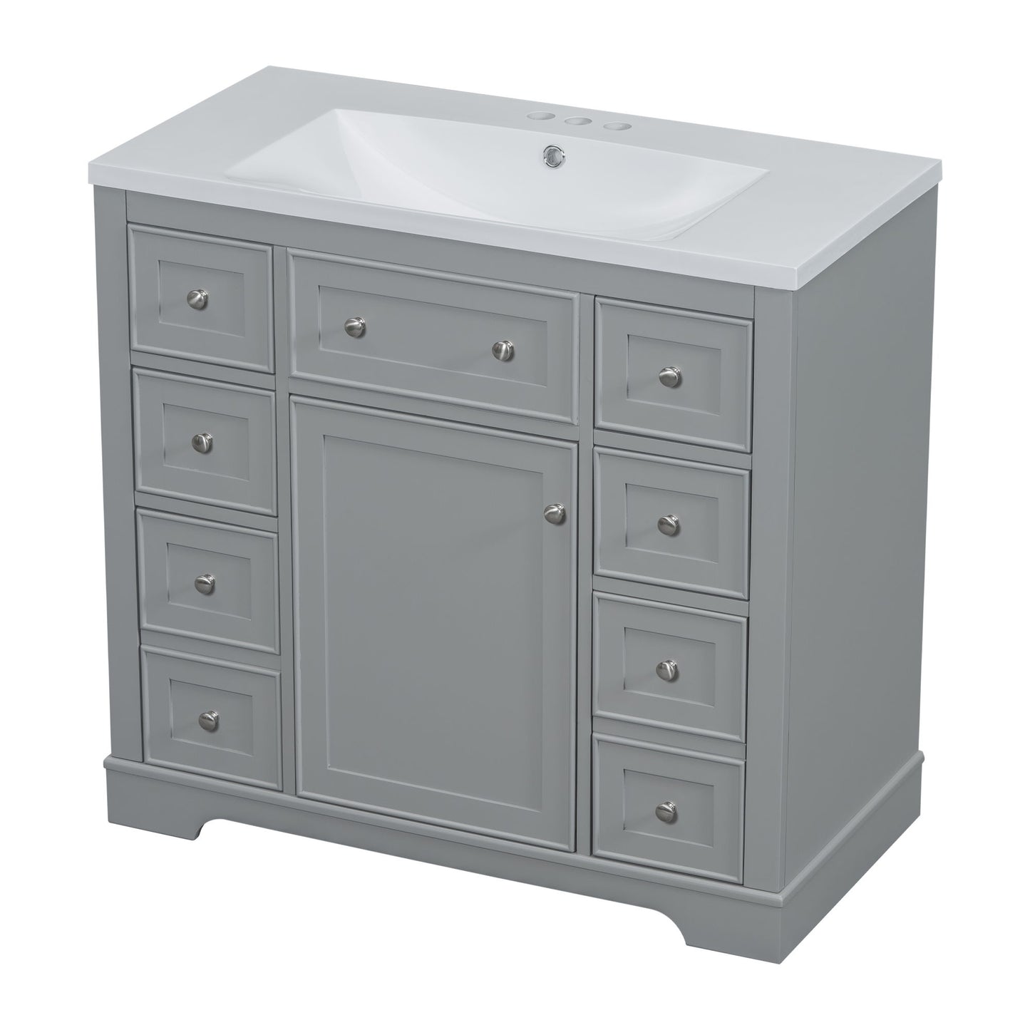 Modern Bathroom Vanity With Sink Combo, 6 Drawers And 1 Cabinet
