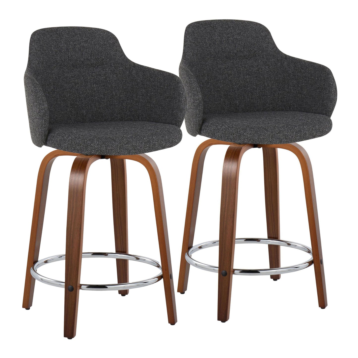 Boyne - Contemporary Fixed Height Counter Stool With Swivel With Round Footrest (Set of 2)