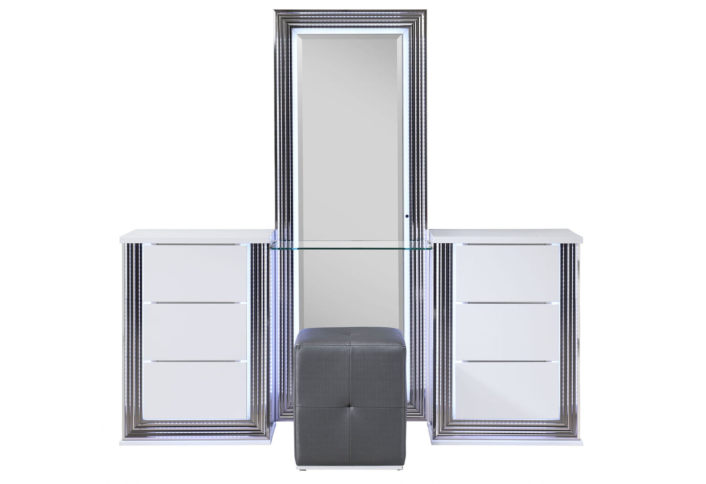 Ylime - RAF Vanity Dresser With LED - Smooth White