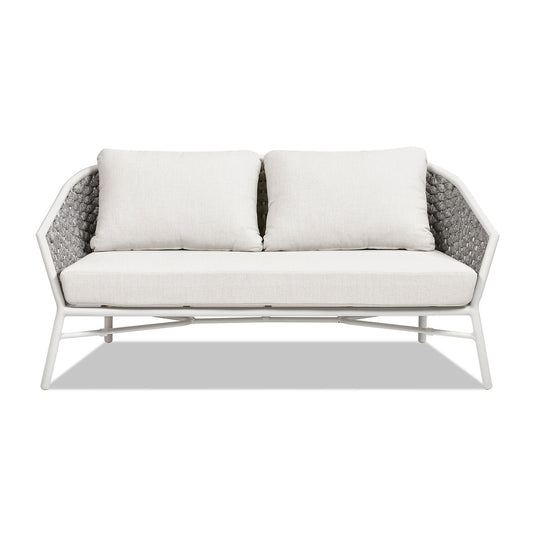 Rowan - Rope Barrel Back Patio Conversation Loveseat Sofa - Optic White