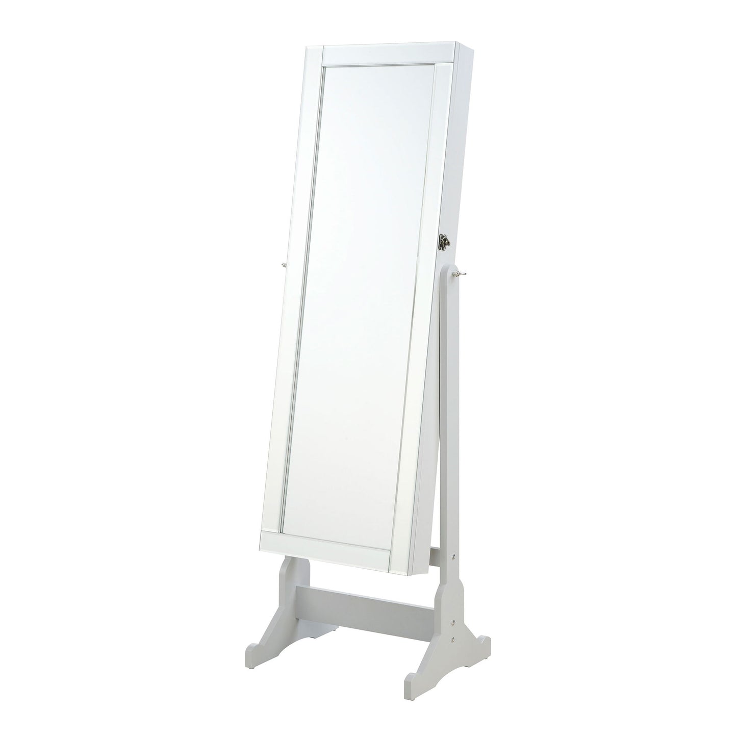 Rosalba - Jewelry Cheval Mirror With Tilting Full Length Mirror And Hidden Storage - Light Gray