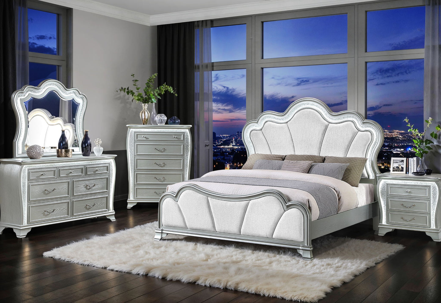 Aria - Queen Bed Footboard - Silver