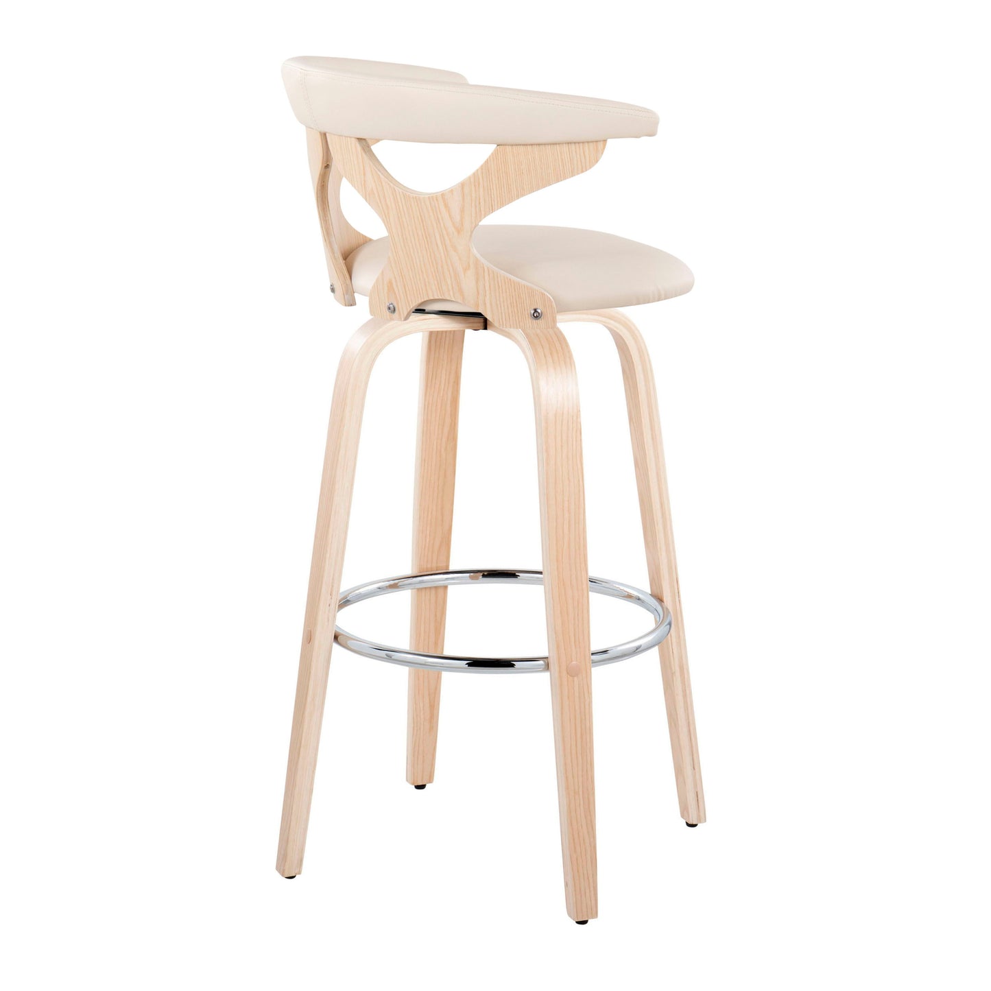 Gardenia - Contemporary Fixed Height Barstool With Swivel With Round Footrest (Set of 2)